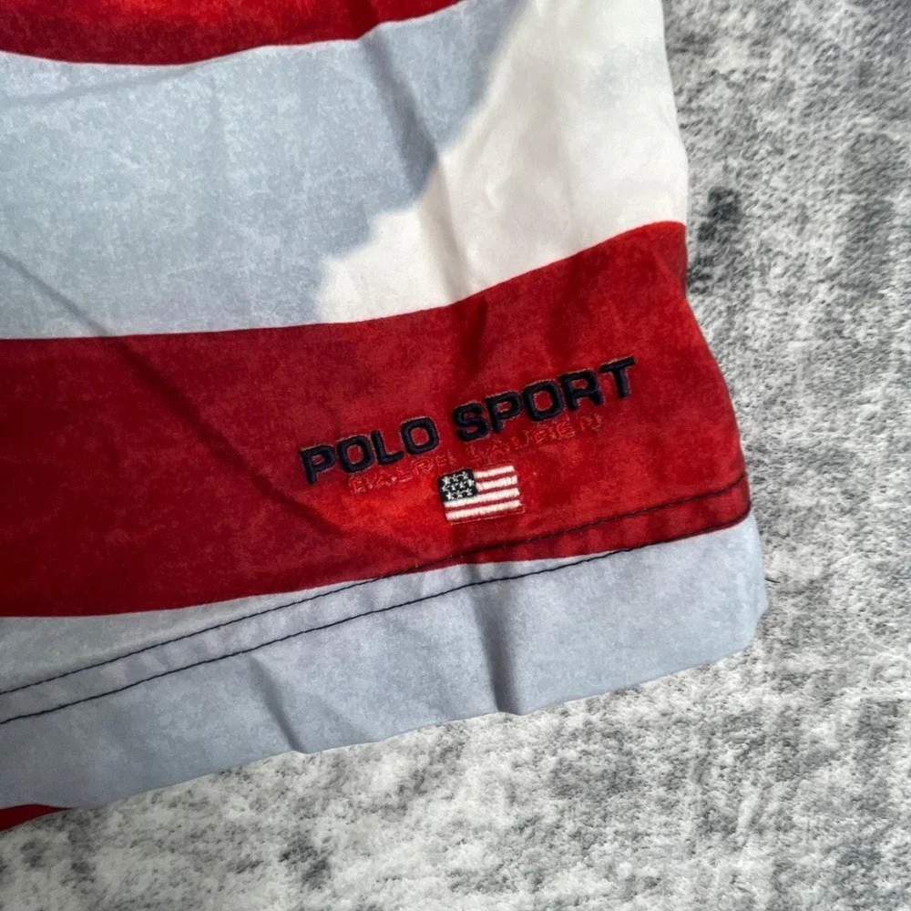 Vtg‎ Polo Sport Swim Trunks Mens XXL Red White Blue American Flag